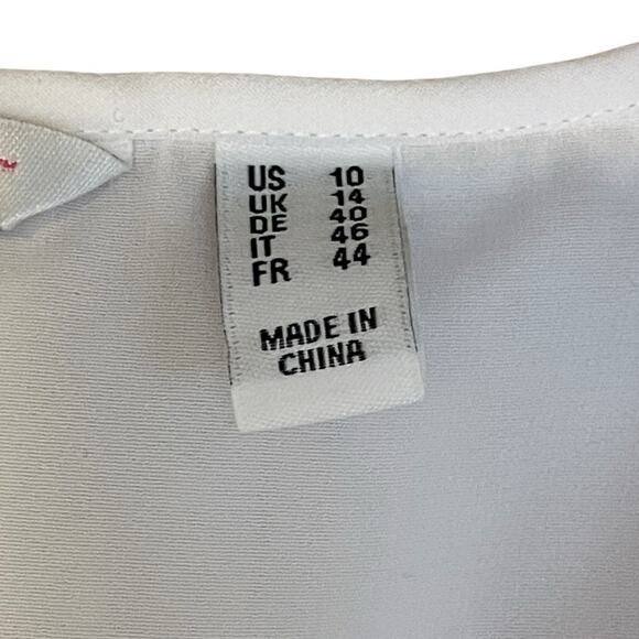 Isaac Mizrahi Live! White Size 10 Swiss Dot Chiffon Woven Peasant Blouse Top - Picture 6 of 10